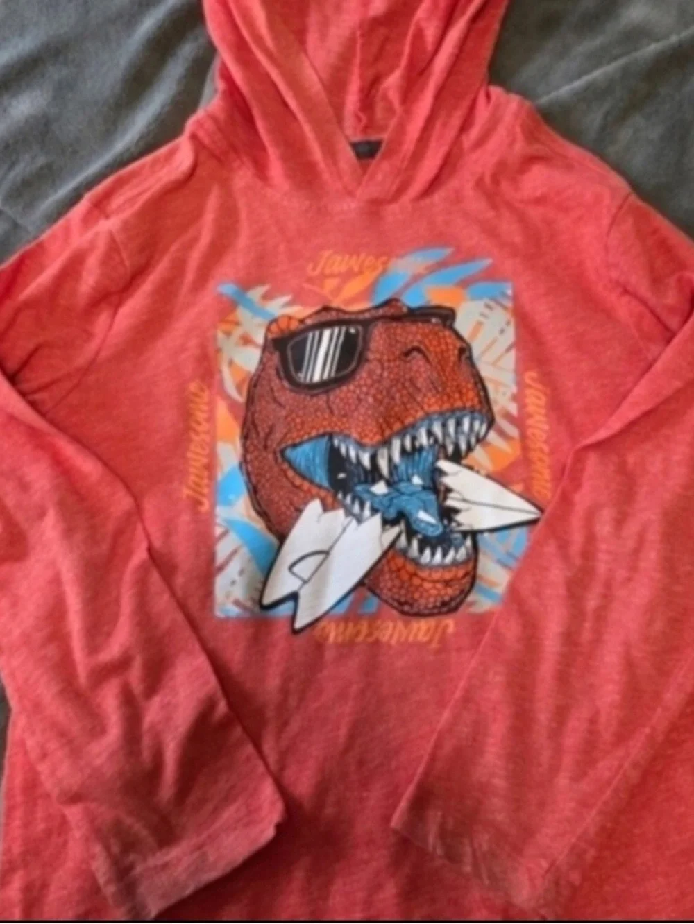 Old Navy Red Hooded Dino Graphic Sweatshirt